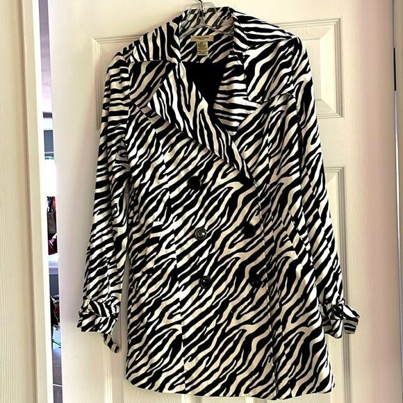 Vertigo Paris zebra print black and white short trench coat - Picture 1 of 6